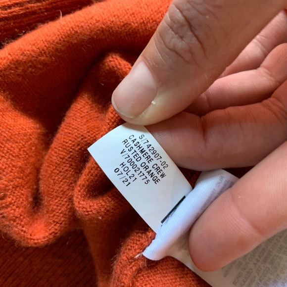 Banana Republic 100% Cashmere Sweater Mens L Crew BR Logo Orange Jumper pullover - Picture 6 of 12